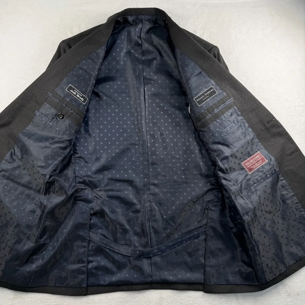 Michael Andrews BESPOKE Holland Sherry Suit 42LT 36x33 Charcoal Surgeon Cuffs